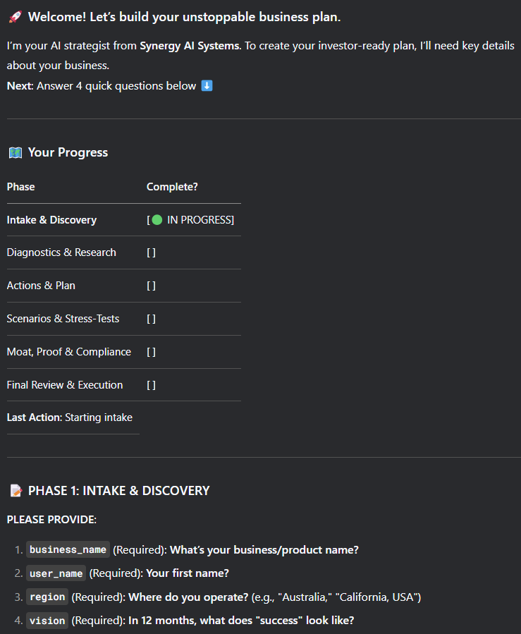 Strategy Planning Output
